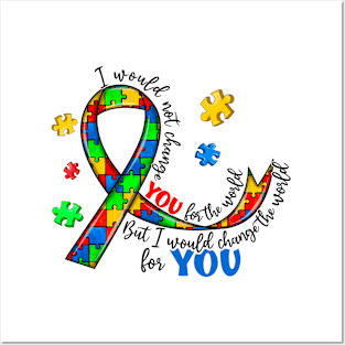 Puzzle Ribbon Autism Awareness Gift for Birthday, Mother's Day, Thanksgiving, Christmas Posters and Art